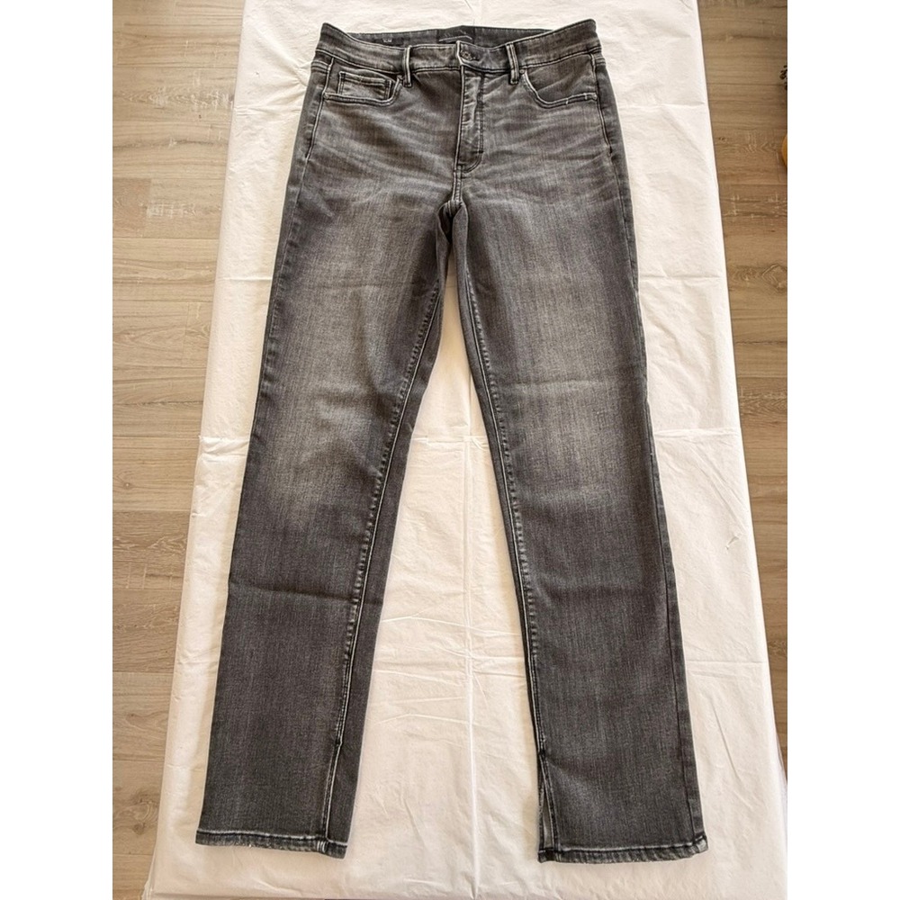 White House Black Market Slim High Rise Jeans Womens 10 Grey Excellent Side Slit